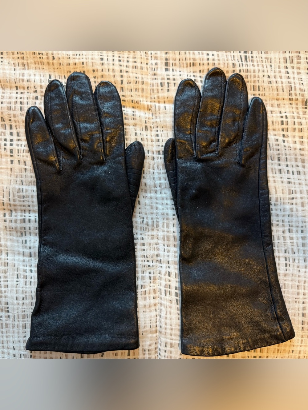 Vintage Miss Aris Black Leather Dress Gloves Women’s Size 7.5 Lined